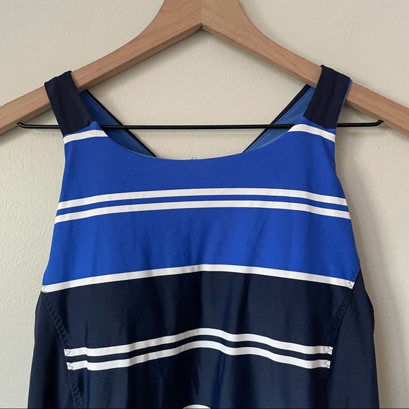 Athleta Caspian Blue Color Block Striped Racerback Swim Dress - Picture 2 of 8